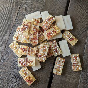 Vintage Lucite Dried Flowers Dominos Board Games Cottagecore